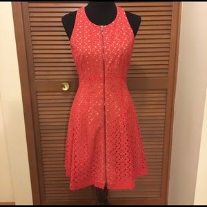 Bcbgmaxazria eyelet red zipper dress 10